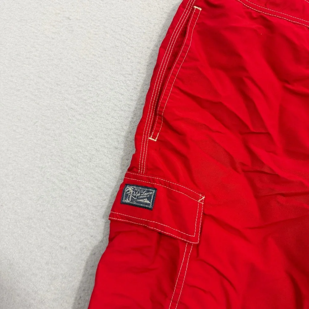 Polo Ralph Lauren Swim Trunks Large Red Traveler Board Shorts Cargo Pocket Pony